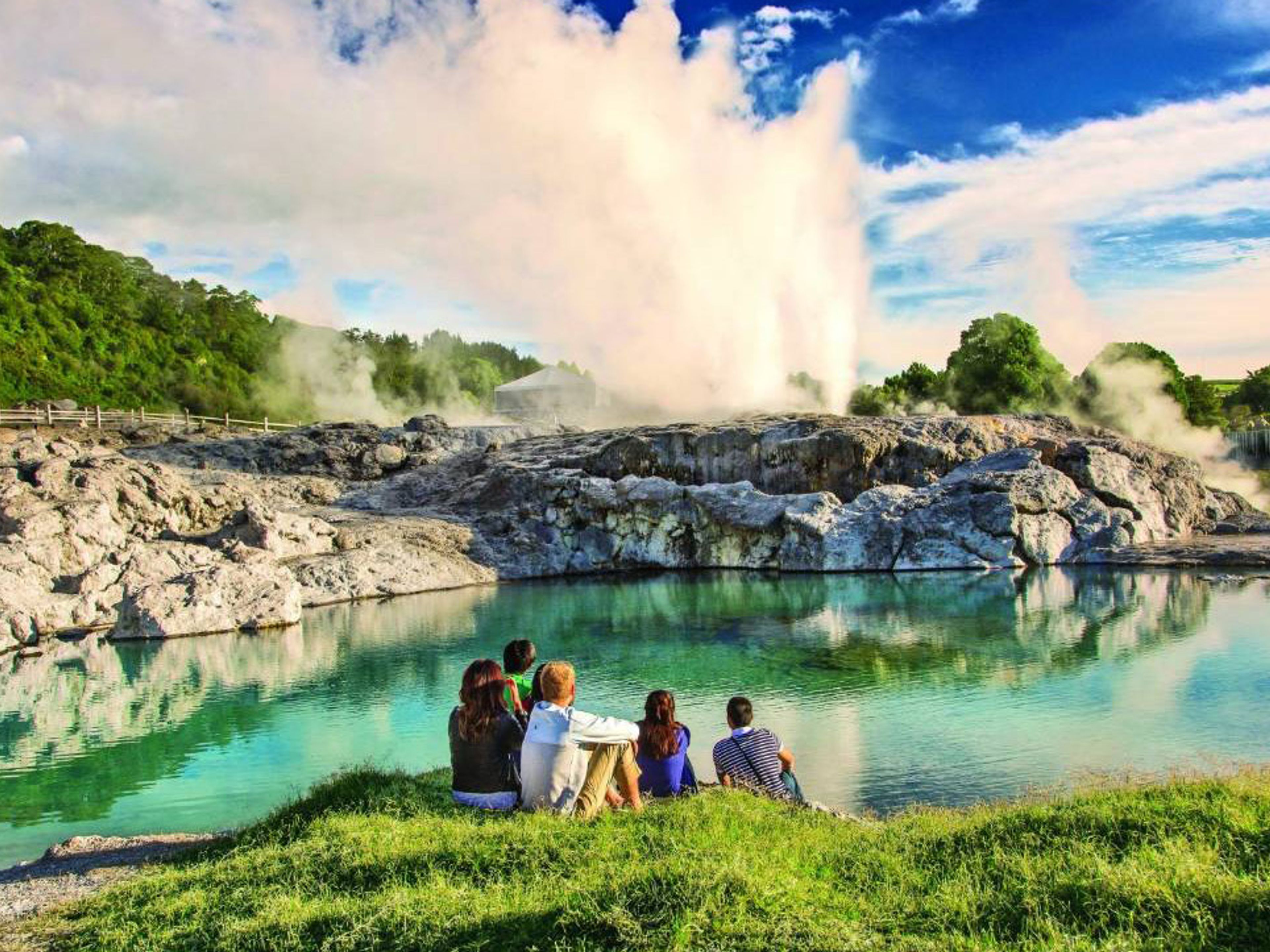 Orakei Korako Geyserland panoramic view, Taupo, New Zealand.