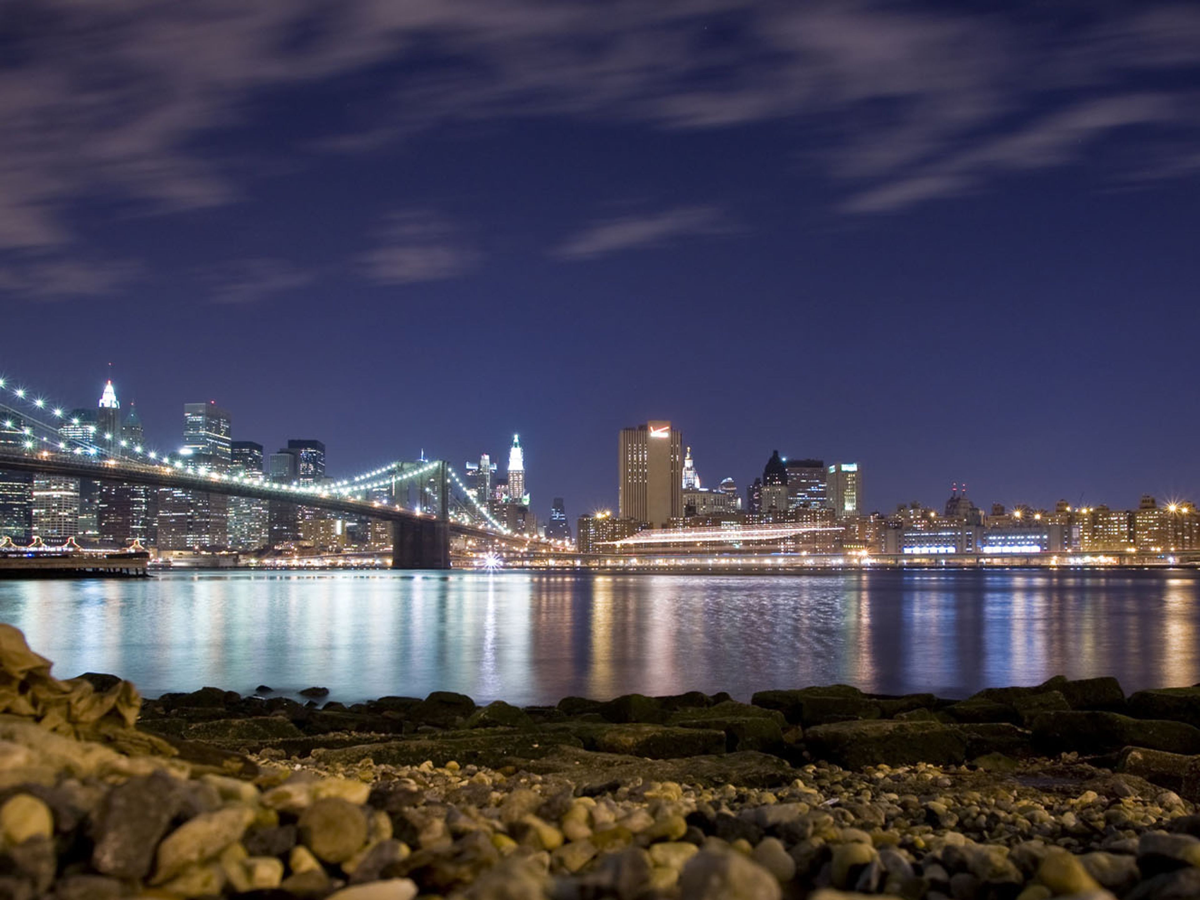The Brooklyn bridge and Manhattan panoramic view, NEW YORK, New York state, United States of America.