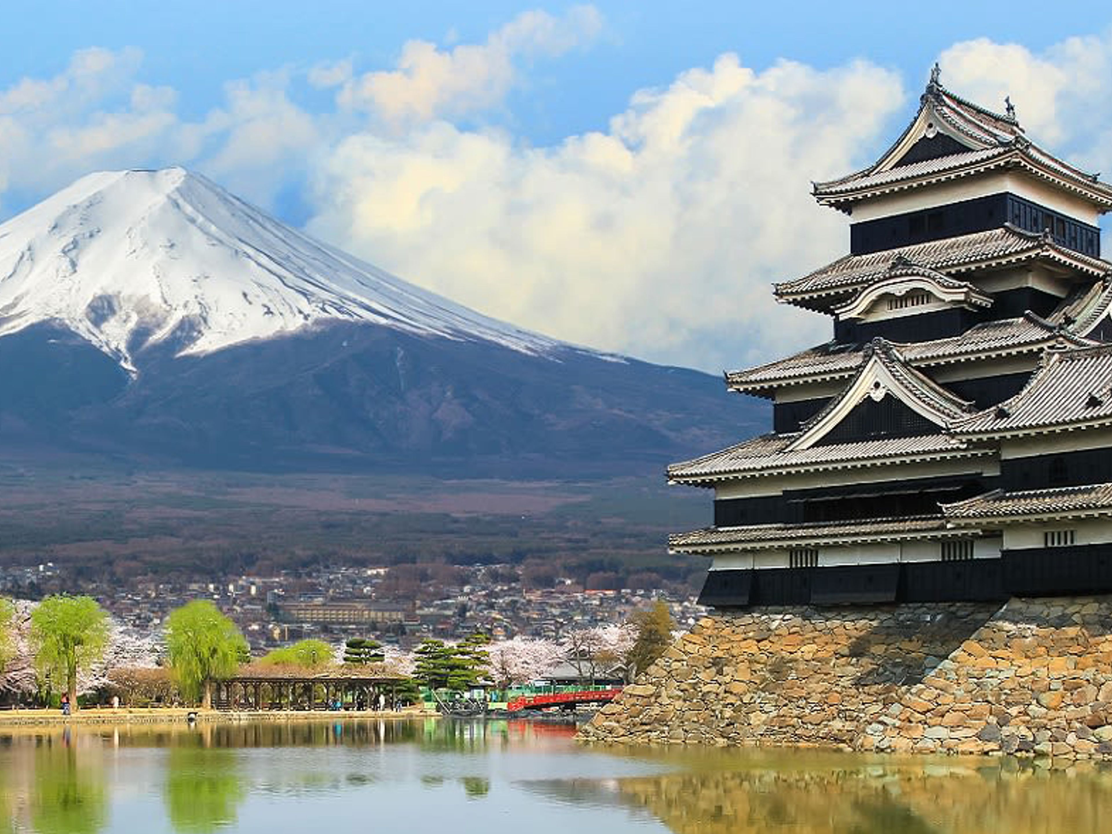 Himeji and Matsumoo castle panoramic view, Chūbu region (central part), Japan.