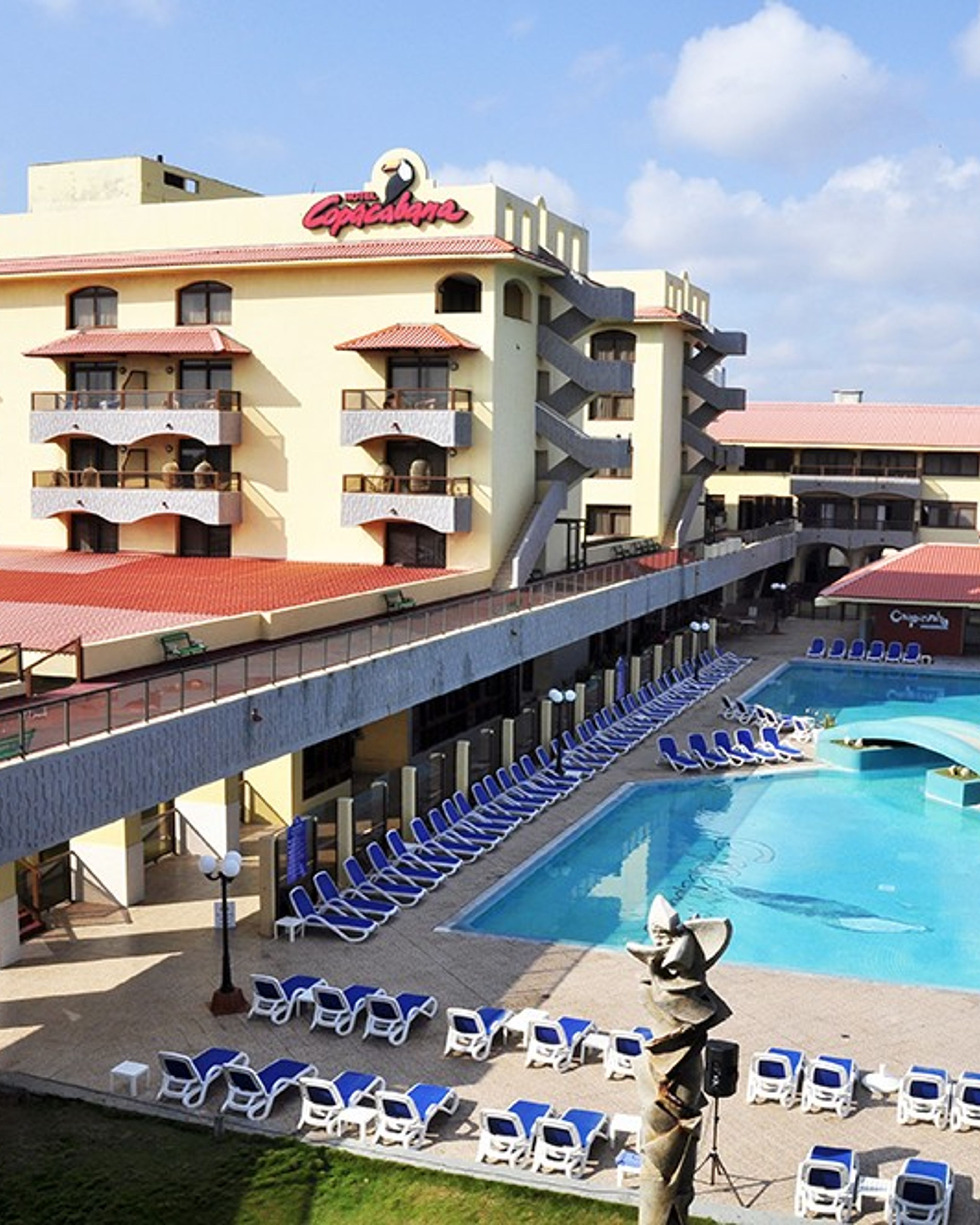Panoramic hotel & pool view