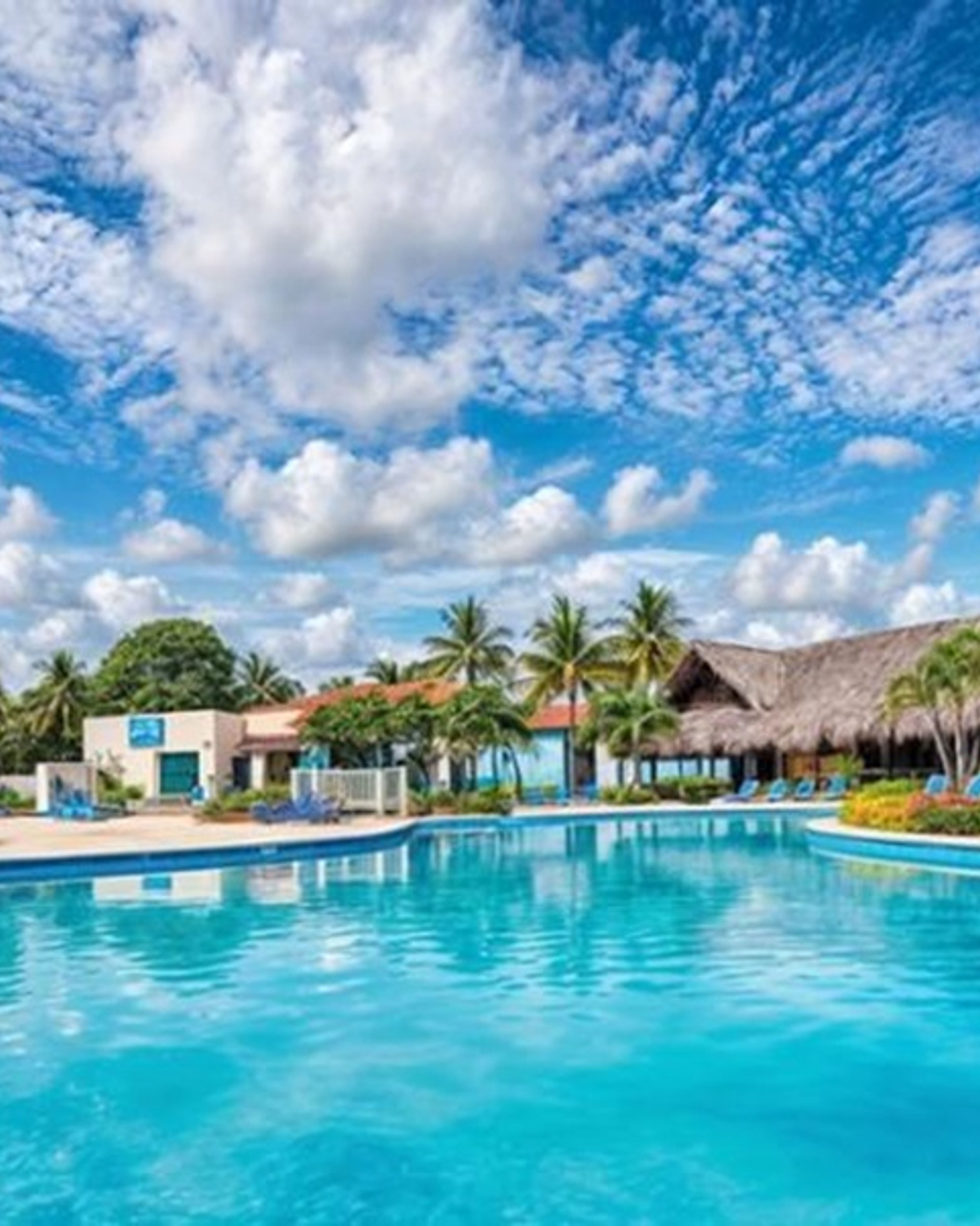 Hotel's pool panoramic view.