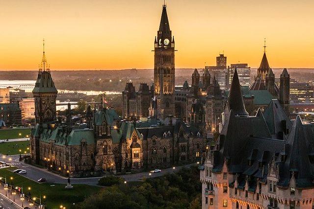 The Ottawa Parliament panoramic view, OTTAWA, Ontario province, Canada.