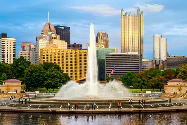 Downtown of Pittsburgh city panoramic view, PITTSBURGH, Pennsylvania state, United States of America.