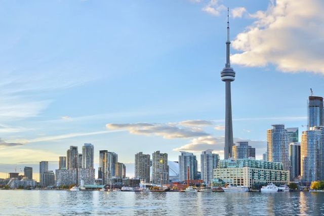 Toronto skyline and the CN Tower panoramic view, TORONTO, Ontario province, Canada.