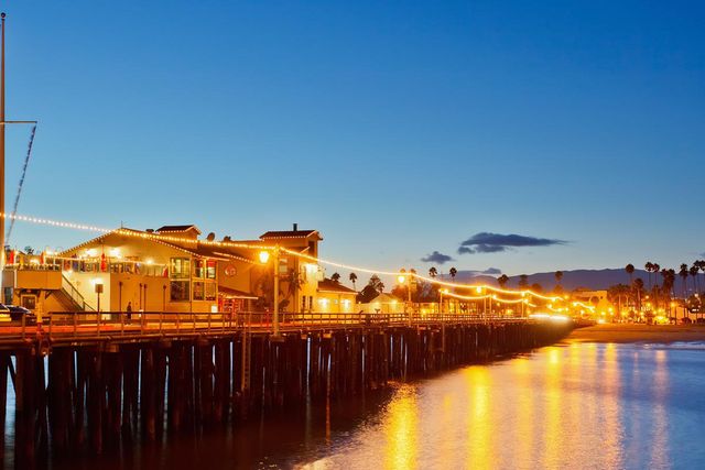 Stearns Wharf Santa Barbara Pier panoramic view, SANTA BARBARA, California state, United States of America.