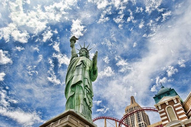 Statue of Liberty panoramic view, NEW YORK, New York state, United States of America.