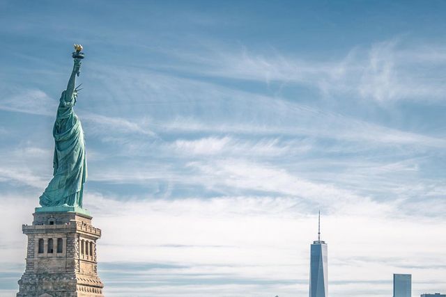 Statue of Liberty panoramic view, NEW YORK, New York state, United States of America.