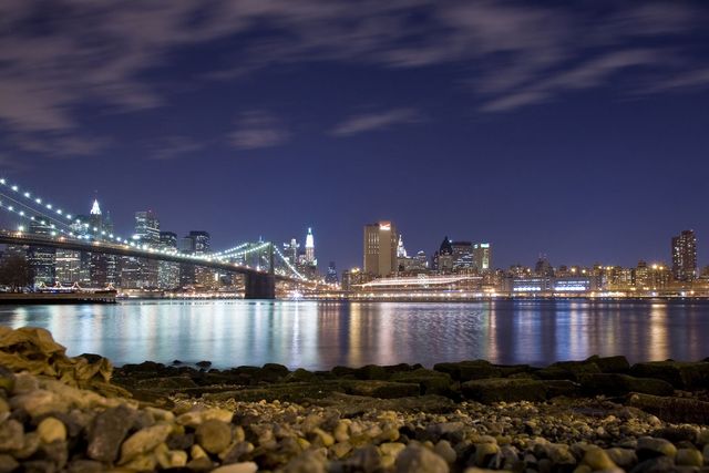 The Brooklyn bridge and Manhattan panoramic view, NEW YORK, New York state, United States of America.