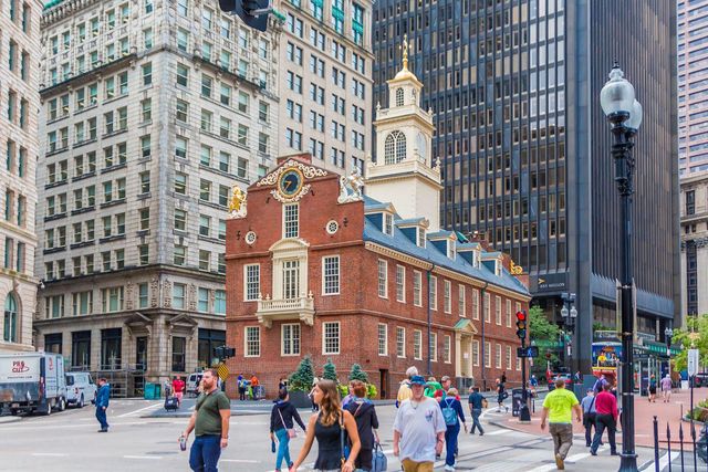 The Old State House panoramic view, BOSTON, Massachusetts state, United States of America.