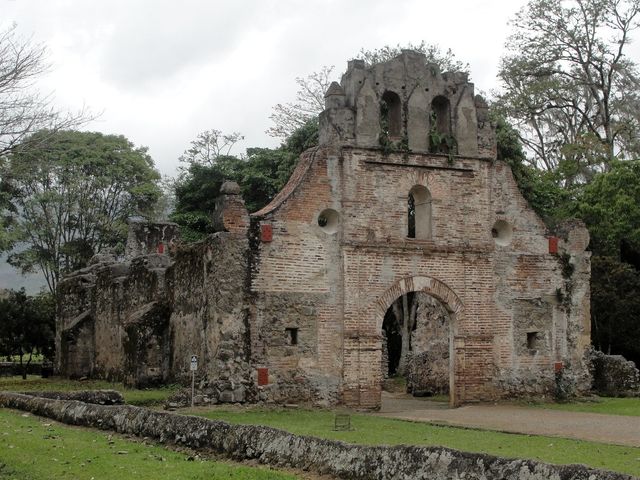 Renaissance front of Ujarras church, Cartago city, Costa Rica