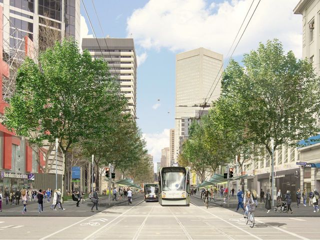 Elizabeth street of Melbourne city panoramic view, Melbourne, Australia.