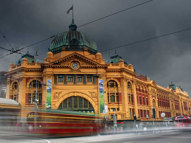 Central station of Melbourne city panoramic view, Melbourne, Australia.