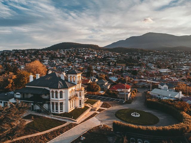 Hobart city panoramic view, Tasmania, Australia.