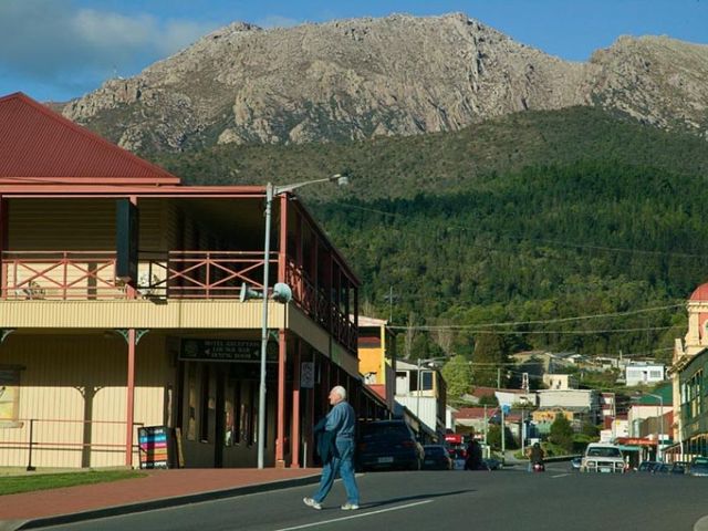 Queenstown city panoramic view, Tasmania, Australia.
