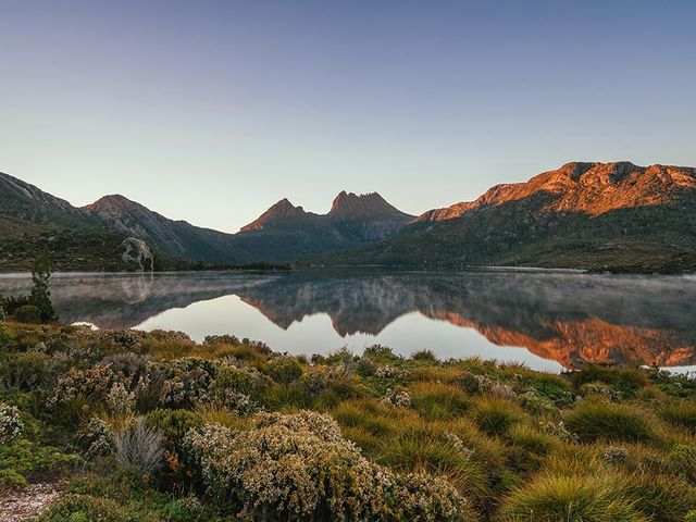 Cradle Mountain national park and Dove lake panoramic view, Tasmania, Australia.