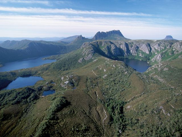 Cradle Mountain national park panoramic view, Tasmania, Australia.