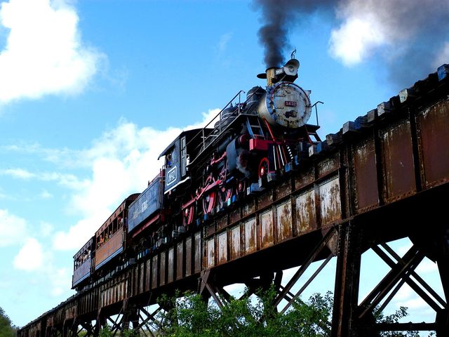 Ride on an steam train at Manaca Iznaga (Sugar mills valley),Trinidad city