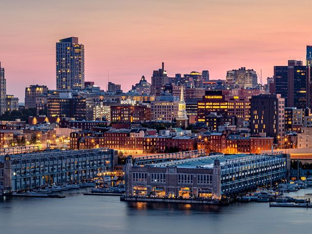 The Houses Marinas in Philadelphia bay panoramic view, PHILADELPHIA, Pennsylvania state, United States of America.