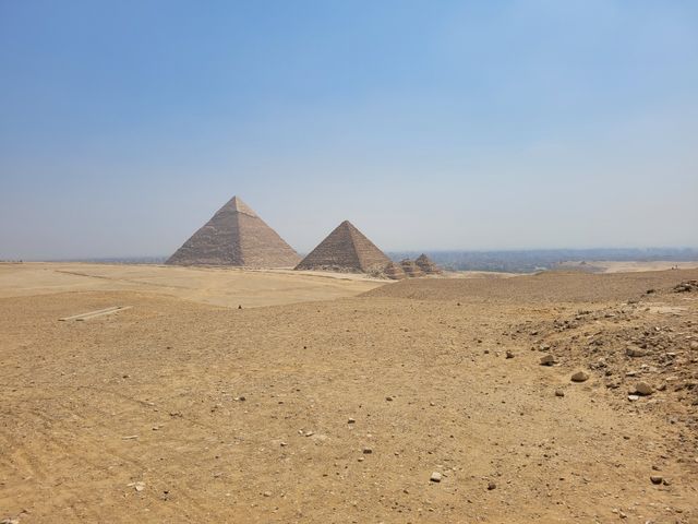 The Pyramids of Giza panoramic view, Giza, Cairo, Egypt.