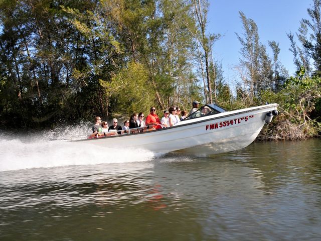 Speed boat ride through the waters of the Guamá tourist park, Península de Zapata, Matanzas