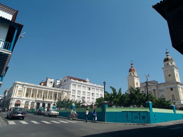 Cathedral of Santiago  and Céspedes park panoramic view, Santiago de Cuba city