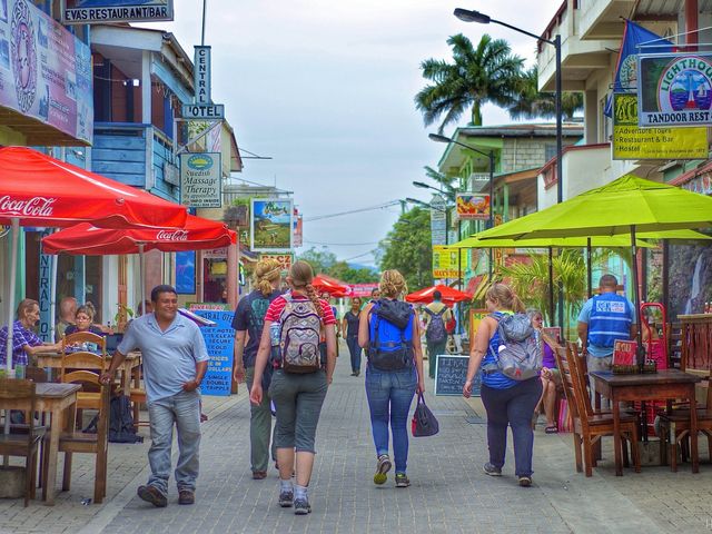 Burn avenue in San Ignacio city panoramic view, Belize