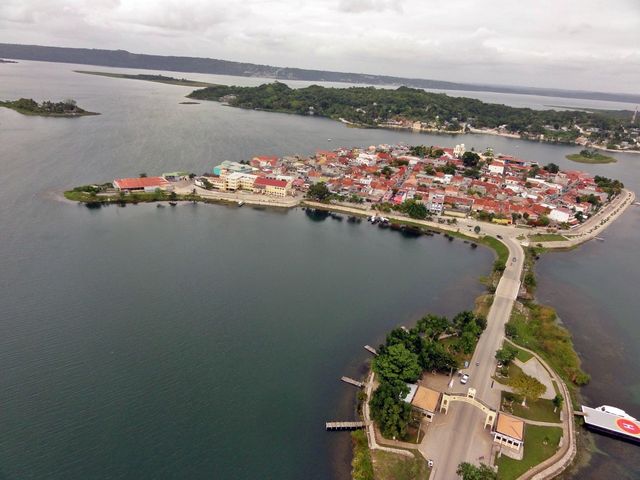 Atitlan lake and Flores city panoramic view, Guatemala