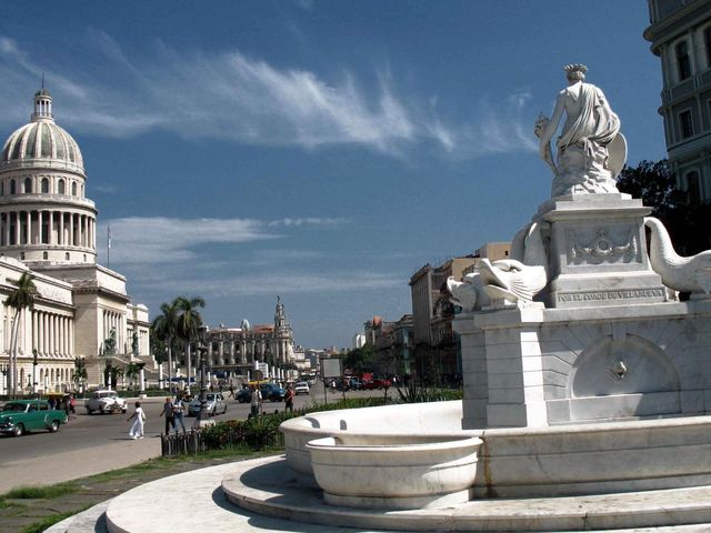 The Capitol of Havana and La India fountaine panoramic view, Old Havana, Havana, Cuba.