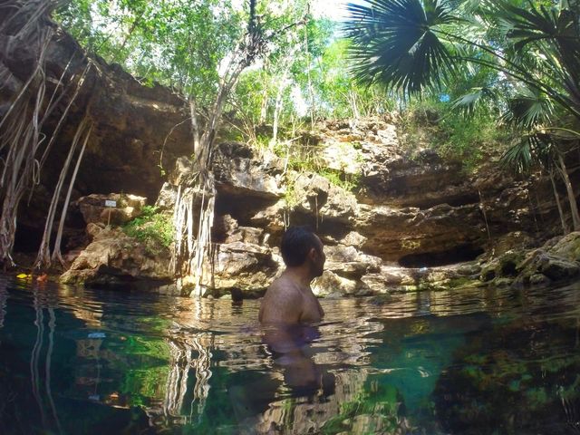 X'batún cenote panoramic view, Merida, Mexico.