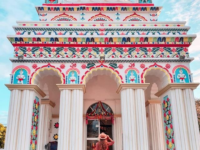 Maheswarnath Mandir or Triolet Temple panoramic view, Island of Mauritius, Africa.