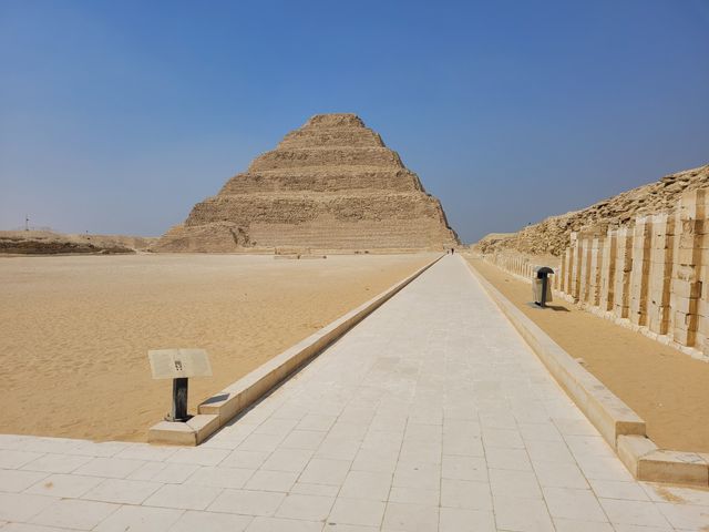 Pyramid and Mastaba Temple of Saqqara panoramic view, Giza, Egypt.