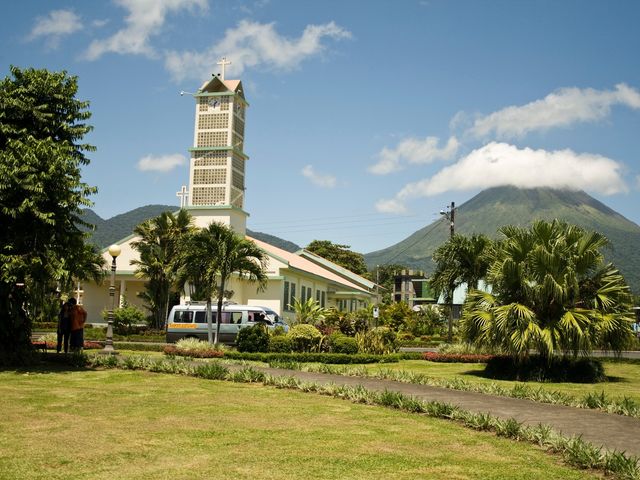 Arenal Volcano and La Fortuna town panoramic view, Costa Rica