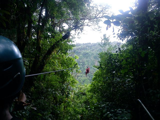 Zip line in Monteverde Cloud Forest Reserve, Costa Rica