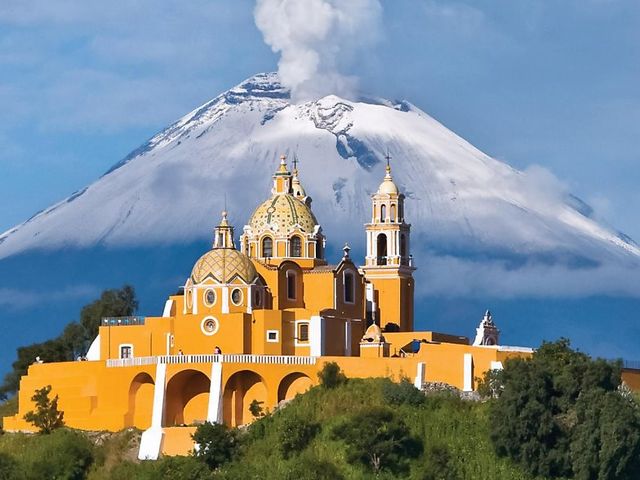 Santuario de la Virgen de- los Remedios panoramic view, CHOLULA, Hidalgo state (HGO), México.