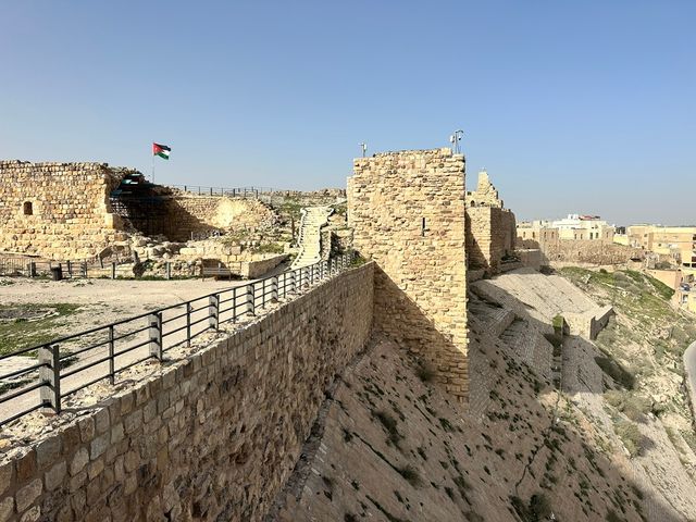 Karak Castle panoramic view, a magnificent fortress located in al-Karak, Jordan.