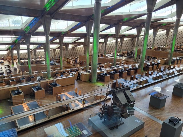 Library of Alexandria interior view, Alexandria, Egypt.