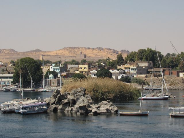 Aswan Nile River panoramic view, Aswan, Egypt.