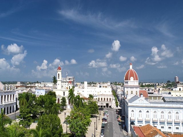 Cienfuegos city and José Martí central park panoramic view,