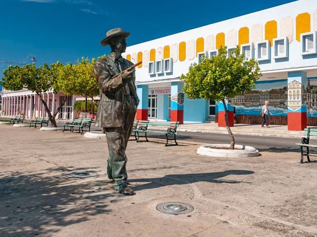 The Benny More monument and teh Boulevard panoramic view, Cienfuegos, Cuba.