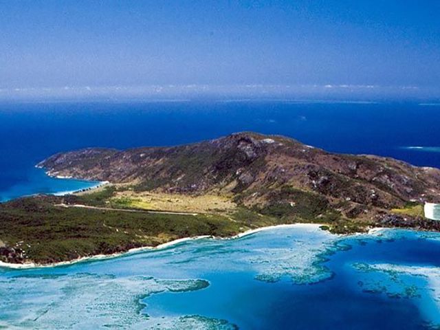 Lizard Island aereal panoramic view, Queensland, Australia.