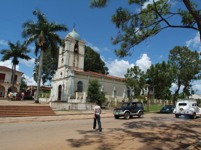 Church and central park panoramic view, Viñales town