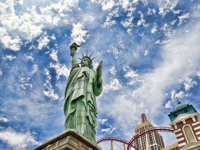 Statue of Liberty panoramic view, NEW YORK, New York state, United States of America.