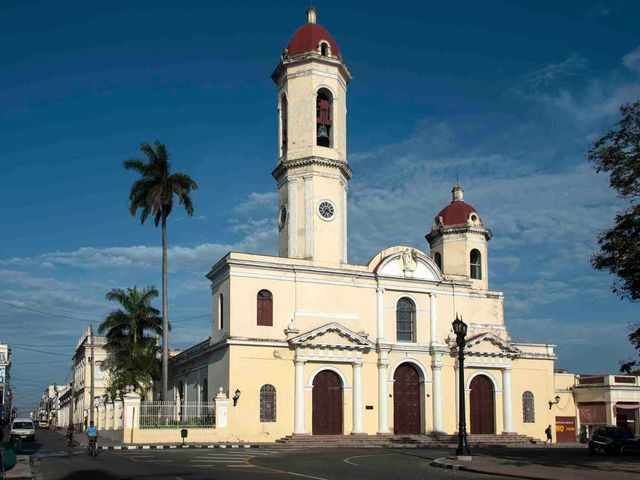 The Cathedral of Cienfuegos panoramic view, Cienfuegos, Cuba.