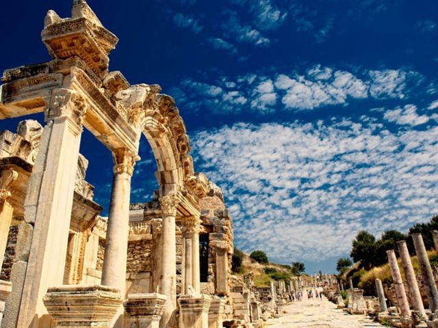 The archaeological site of Ephesus panoramic view, Mediterranean Region, Turkey.