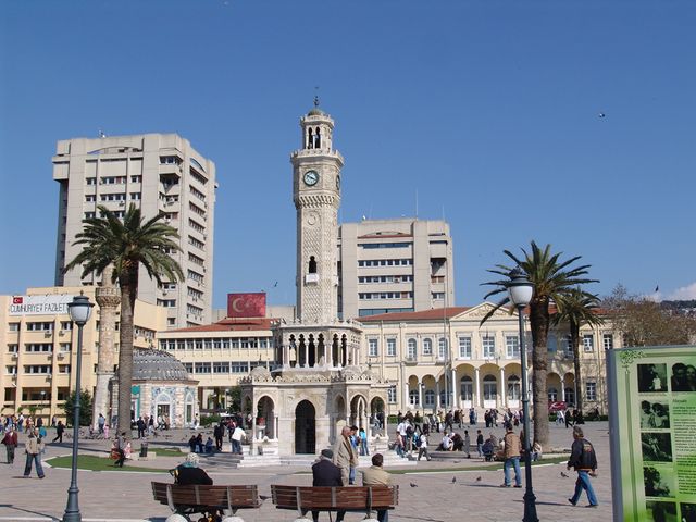 Izmir Clock Tower panoramic view, Mediterranean Region, Turkey.