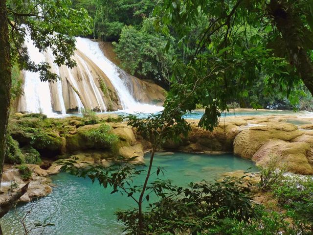 Aqua Azul panoramic view, Misol Ha, México
