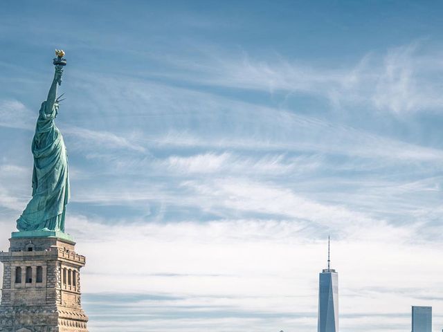 Statue of Liberty panoramic view, NEW YORK, New York state, United States of America.