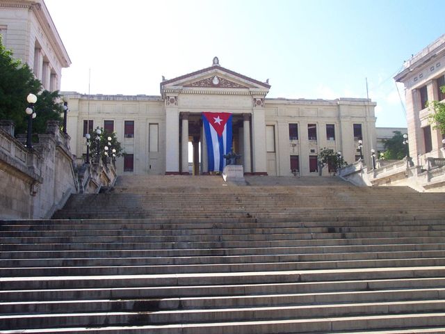 The Alma mater monument and University of Havana panoramic view, Vedado, Havana, Cuba. MOTORCYCLE TOUR FROM HAVANA TO VARADERO.