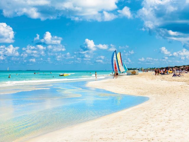 Varadero beach panoramic view, Matanzas, Cuba. MOTORCYCLE TOUR FROM HAVANA TO VARADERO.