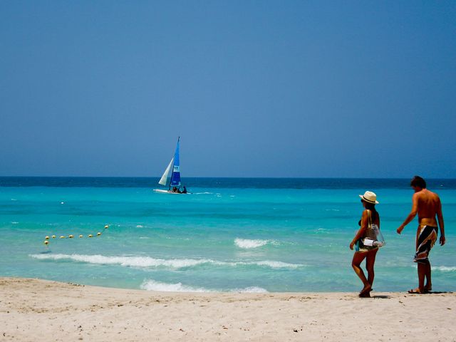Varadero beach panoramic view, Matanzas, Cuba. MOTORCYCLE TOUR FROM HAVANA TO VARADERO.